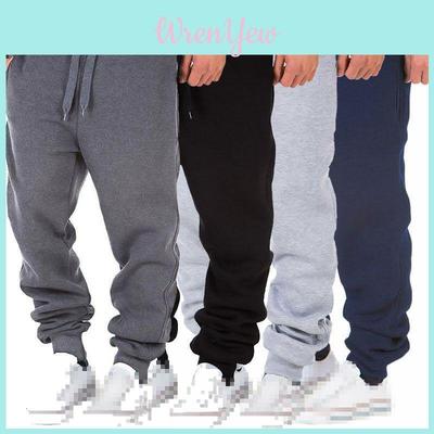 Calças de Moletom Jogger Masculinas em Mistura de Algodão Com Cintura Elástica e Cordão Ajustável