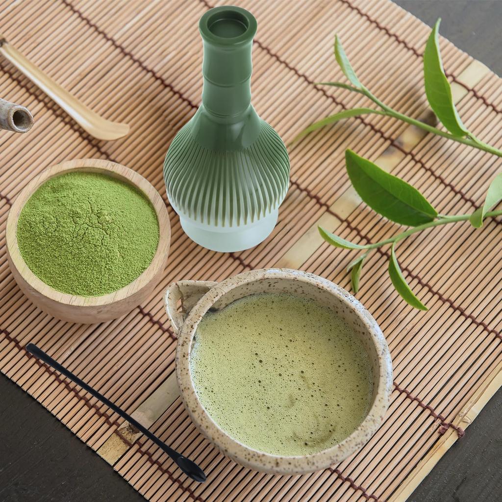 Bigqin Tea Ceremony Matcha Reusable Tea Ceremony Resin Tea Ceramic Stirring and Matcha Brush 3-Piece Set 100-Stand Whisk, Tools, Blender, Spoon,