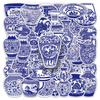 Blue & White Porcelain Graffiti Stickers (50 Pcs) - Chinese Style, Waterproof for Phone Cases, Cups, Suitcases