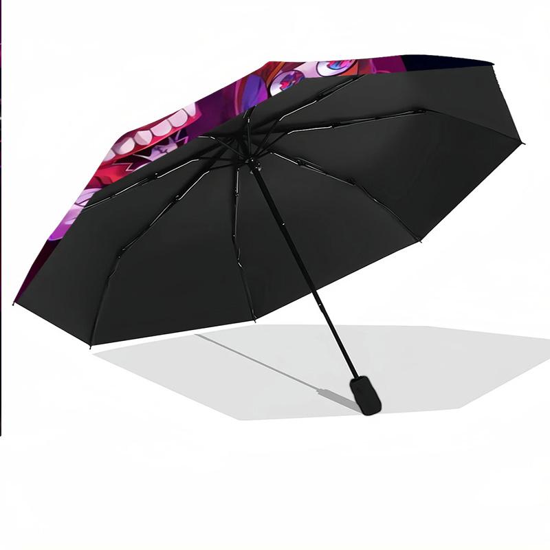 8‑Rib Automatic Umbrella, The Amazing Digital Circus Design Foldable Umbrella for Sun Rain Protection Travel