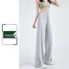 Plus Size Women's High-Waisted Wide-Leg Ice Silk Summer Pants with Split Drape and Sun Protection.