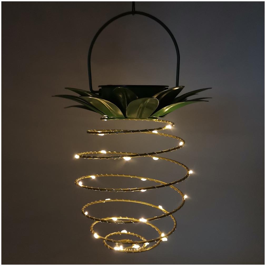 Solar Pineapple Lantern: Copper Wire Rice Bead Courtyard Light