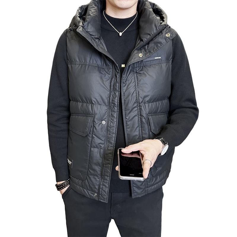 Trendy 2025 Men's Hooded Down Vest - Korean Style Autumn/Winter Outerwear