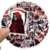 50 Horror Gothic Demon Stickers In Dark Red and Black Punk Style for Halloween Party Decoration.