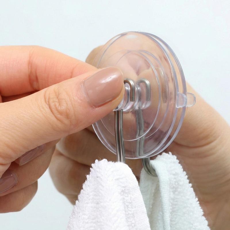 PVC Suction Cup Hook Self-adhesive Transparent Bathroom Shower Towel Hanging Hanger Door Wall Hook Holder for Glass Window Decor