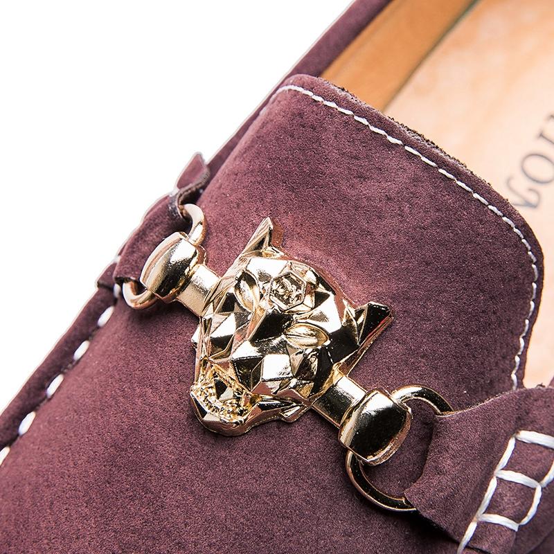 Big Size Penny Loafers Men Casual Fashion Suede Leather Mens Loafer Man Moccasins Slip On Men's Flats Male Driving Shoes Orange