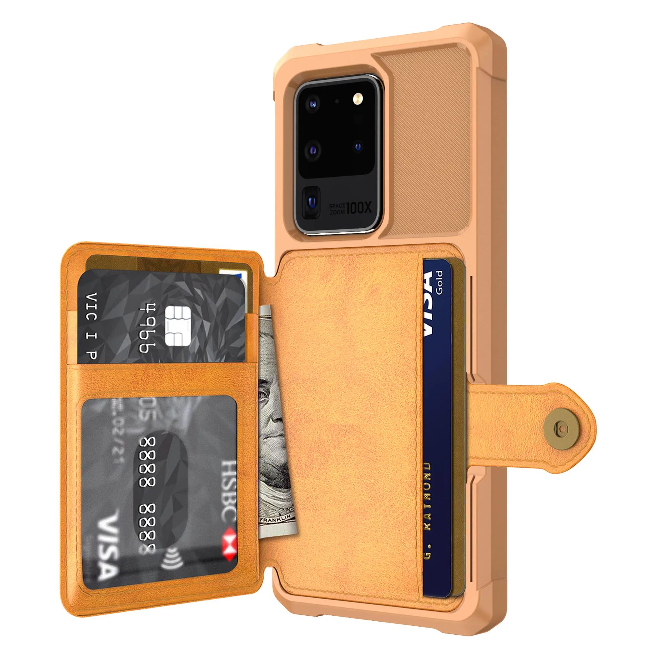 

для Samsung Galaxy S20 Ultra S10 S9 Plus S10e Чохол-гаманець для кредитної картки зі шкірозамінника з перекидною кришкою та тримачем для фото, жорстка задня кришка for Galaxy Note 9 коричневий