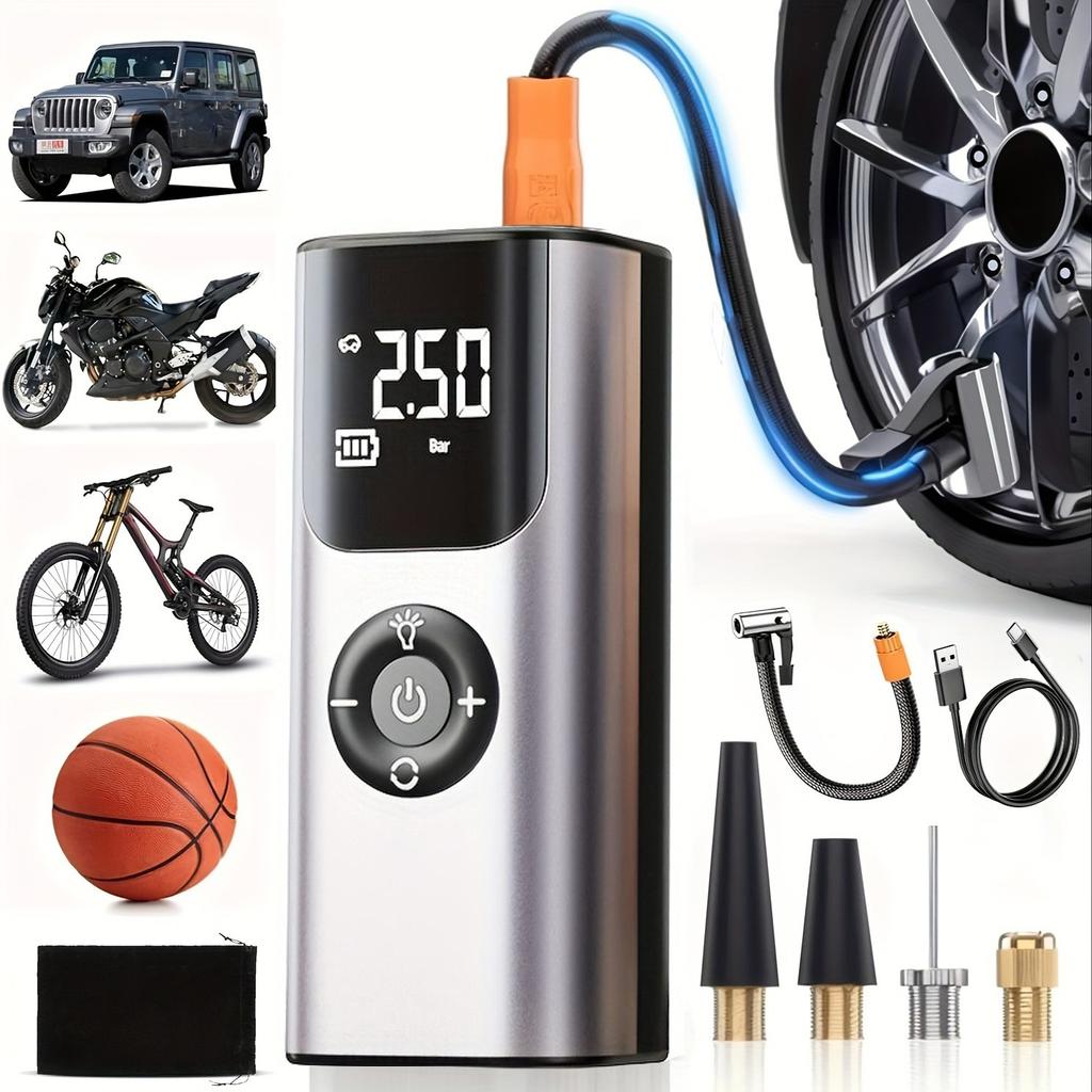 Portable Car Air Pump Electric Tire Inflator Air Compressor Intelligent Digital Tire Inflator For Car Motorcycle Bicycle Ball