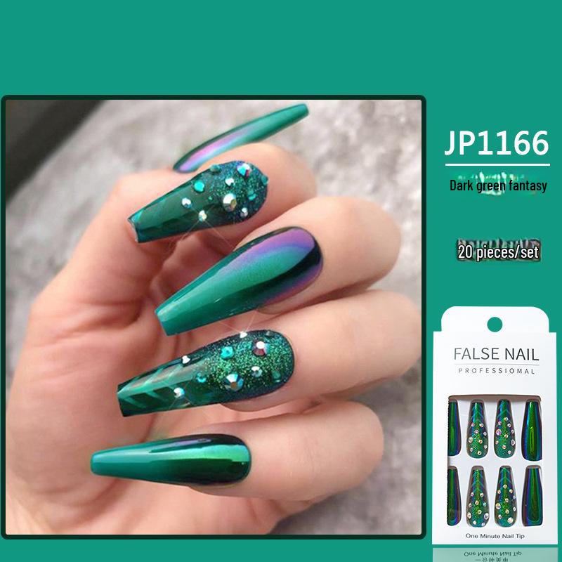 Long T-Point Diamond Jelly Glue False Nails - Press-On Nail Art Tips