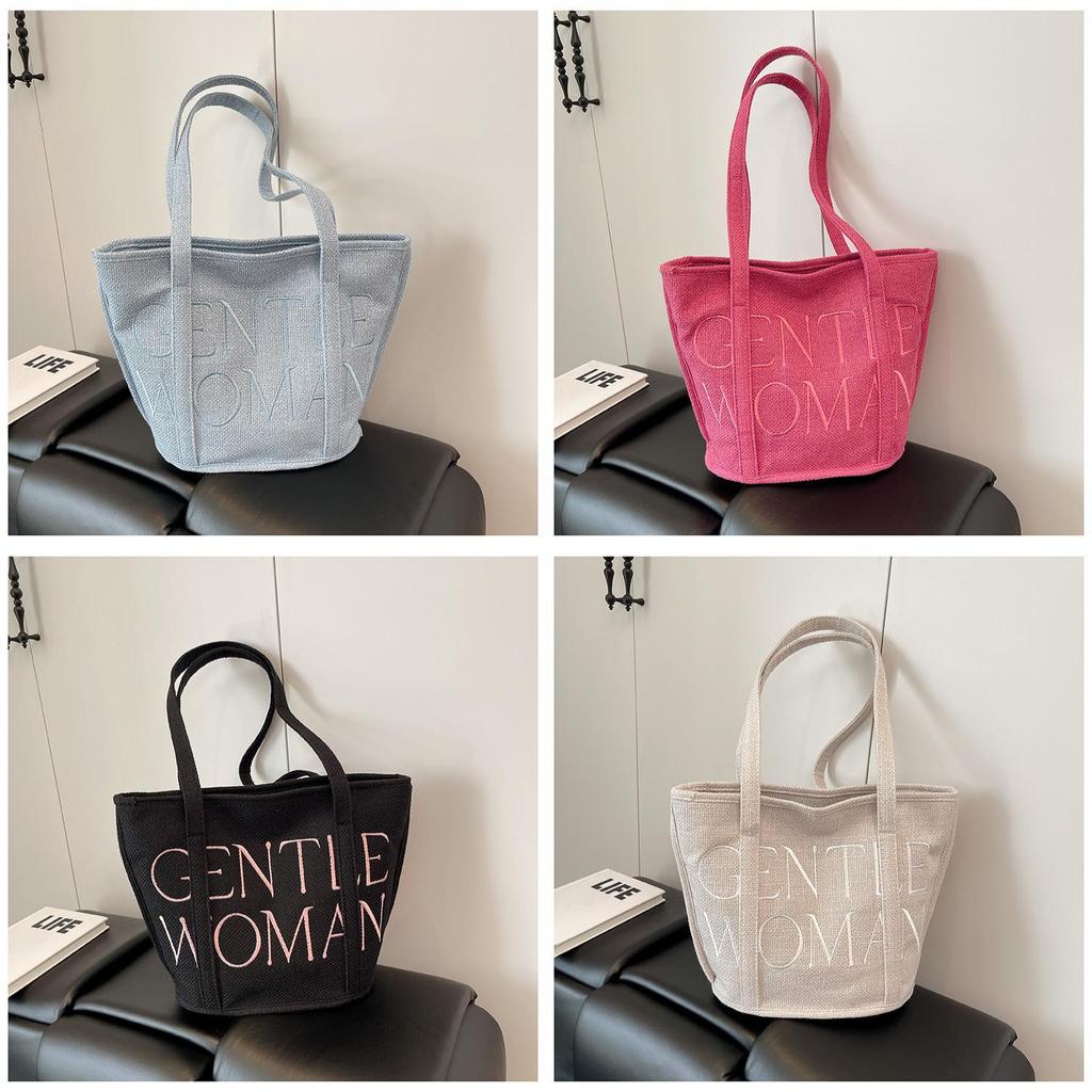 Bestickte Stofftasche mit Buchstaben aus Baumwoll-Leinen-Material für den täglichen Gebrauch