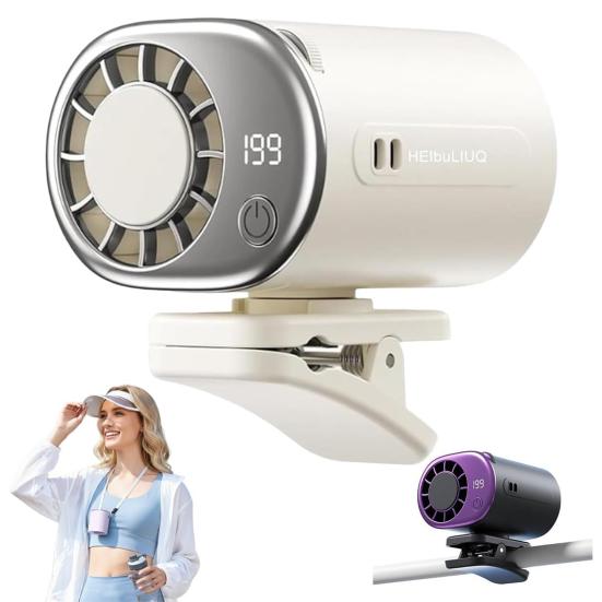 Roterende Clip-On Køleventilator Genopladelig Justerbar Hastighed Bilventilator Bærbar Personlig Aircondition til Bil Skrivebord Rejser