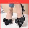Water Dots Bow High Heels For Women Summer Elegant Pu Slip On Collection Shoe