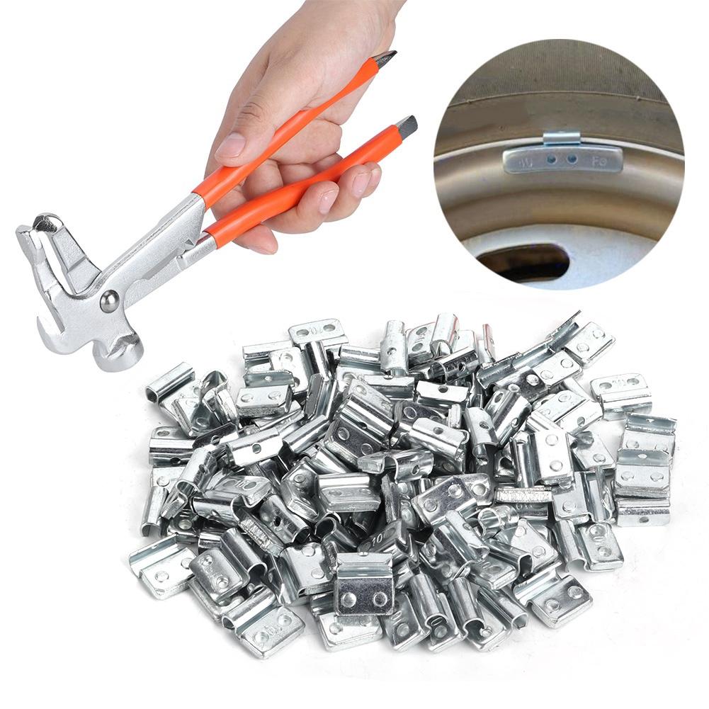 100 Stück 10g 0,35oz Aluminiumlegierung Clip-on Haken Auswuchtgewicht P-Stil Auto Reifenreparatur mit Auswuchtzange