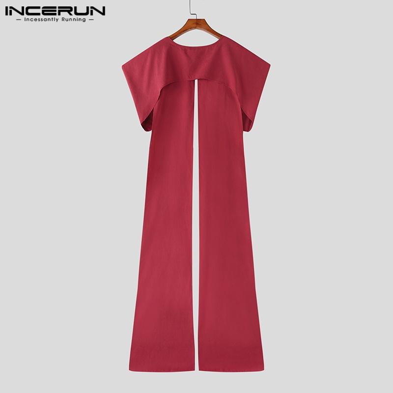 INCERUN Bărbați Fundă Nod Despicături Stil Șal Pelerine Lungi de Petrecere Paltoane Pelerină