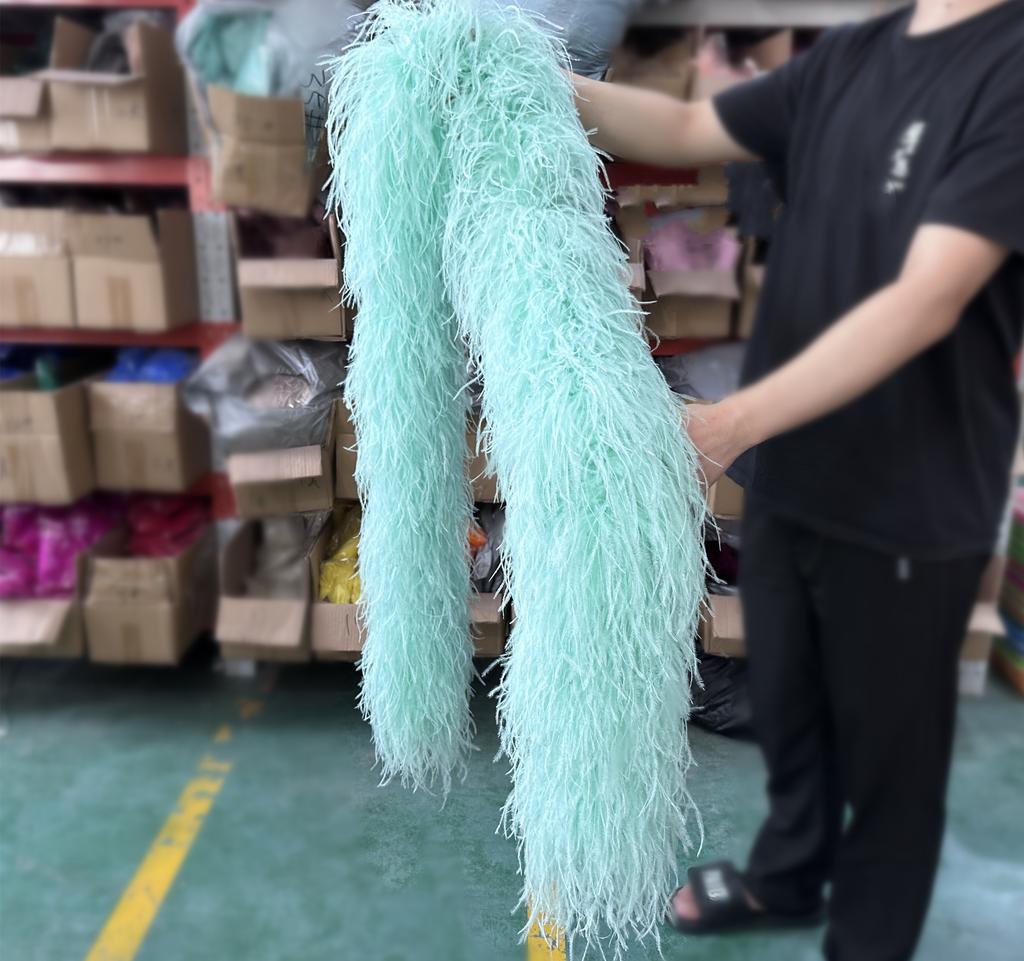 DIY 2M Blue Feathers Boa Ostrich Plumes Shawl 1/2/3/4/6Ply Wedding Drees Decoration Accessory Soft Fluffy Plume For Crafts White Boa