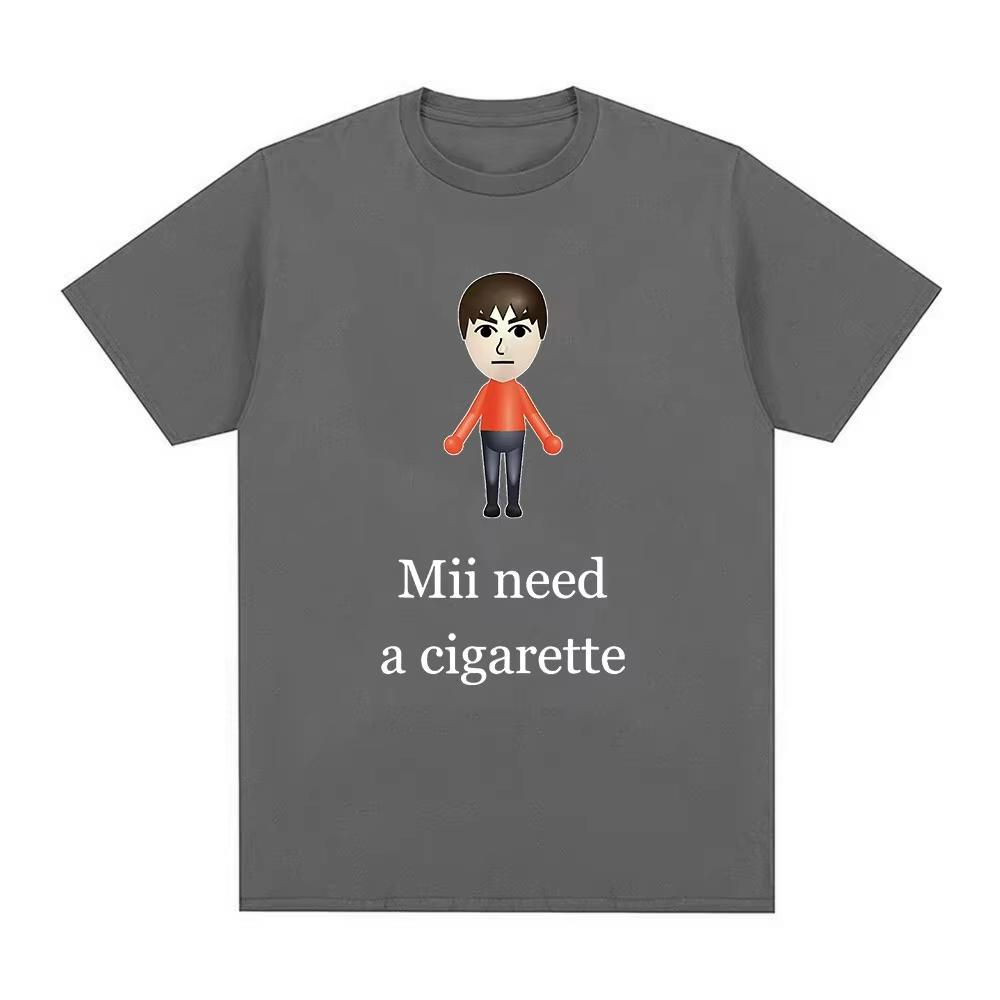 Funny Mii Need A Cigarette Tshirt Unisexs Fashion Short Sleeve Tshirts Barbershop Quartet Day Graphic Oversized Unisex Tees M