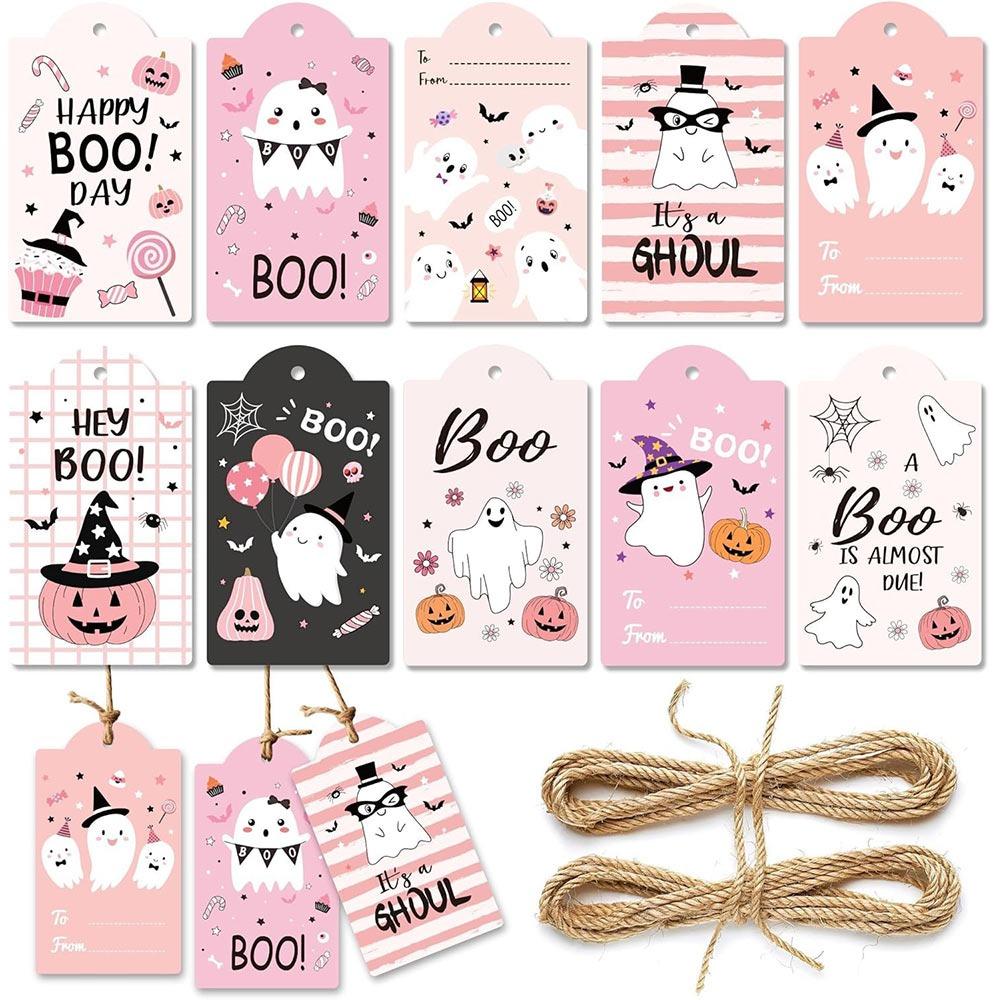 

100PCS Paper Halloween Hanging Tags Multicolor Hang Card NEW Package Ornament Trick or Treat