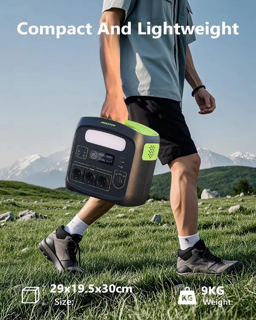 Newsmy N7576 Przenośna Stacja Zasilania 700W 460.8Wh Generator Słoneczny Akumulator LiFePO4, do Zasilania Awaryjnego w Domu, na Kemping na Zewnątrz, Mobilne Zasilanie