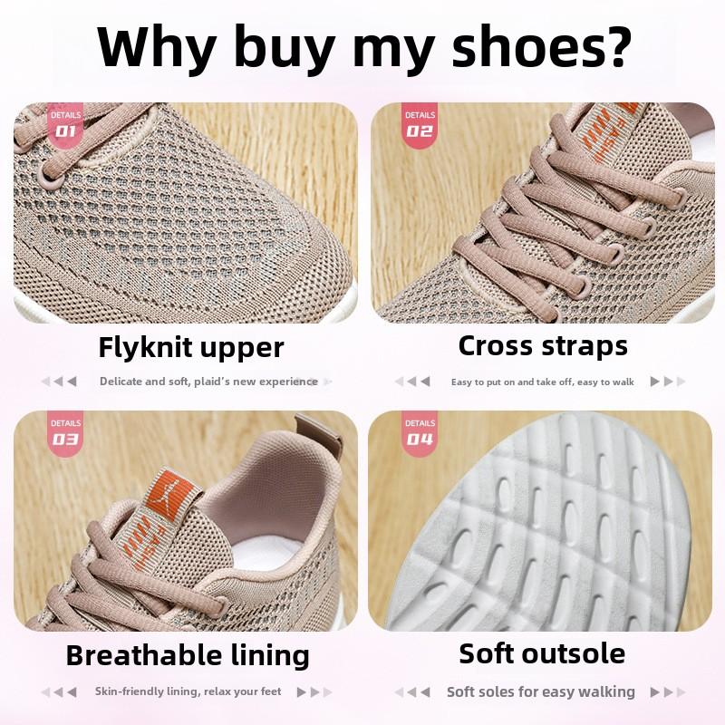 Damen Mesh Slip-On Sneaker Sommer Atmungsaktive Laufschuhe Leicht Rutschfest Anti-Geruch Weiche Sohle