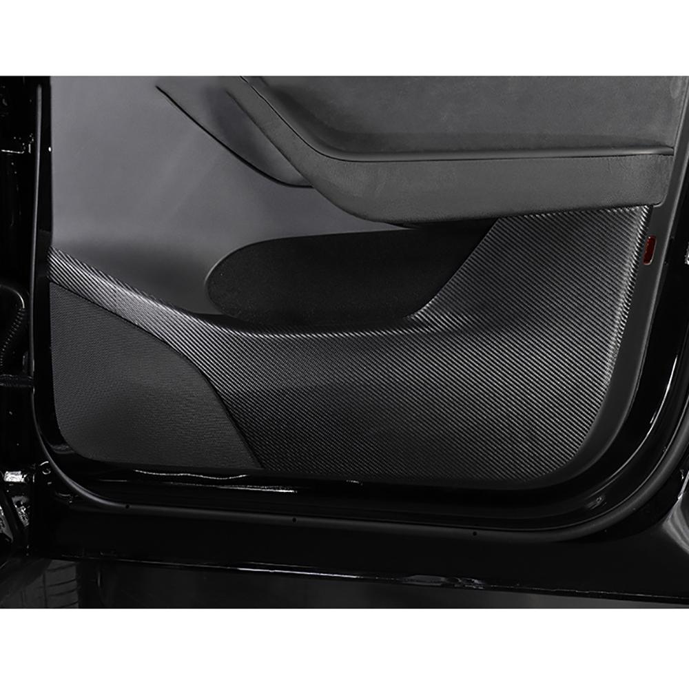 4Pcs Carbon Fiber Look PU Leather Door Anti-Kick Cover Sticker For Tesla Model Y