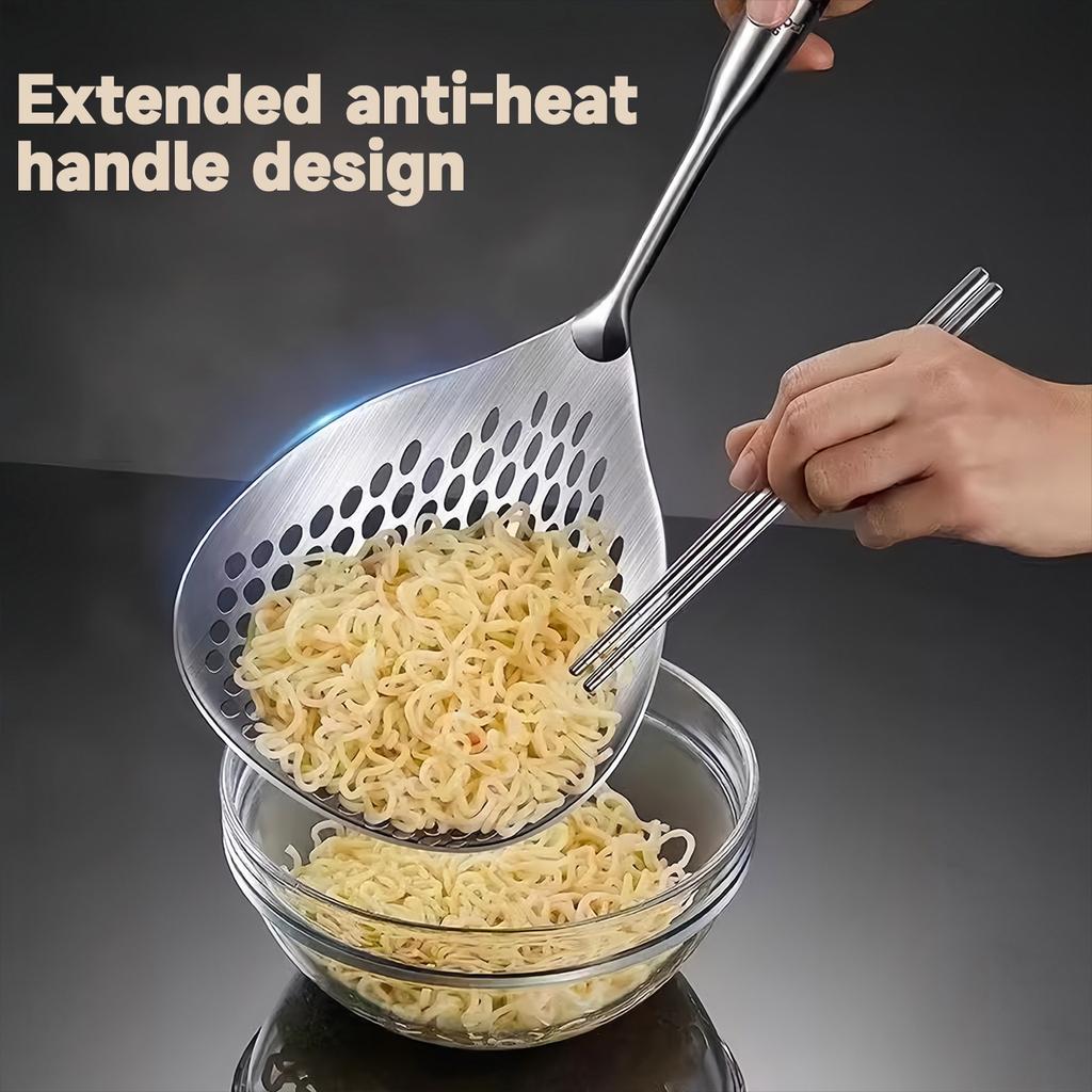 304 Stainless Steel Colander, Large Colander For Noodle Scooping, Household Kitchen Filter Net Spoon