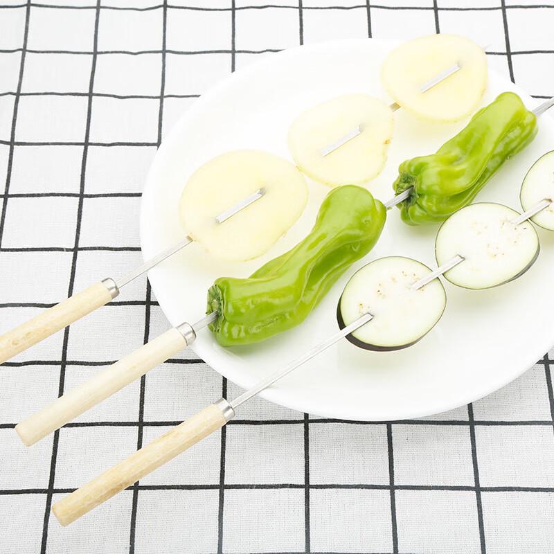ZISIZ Wooden Handle Flat BBQ Skewers