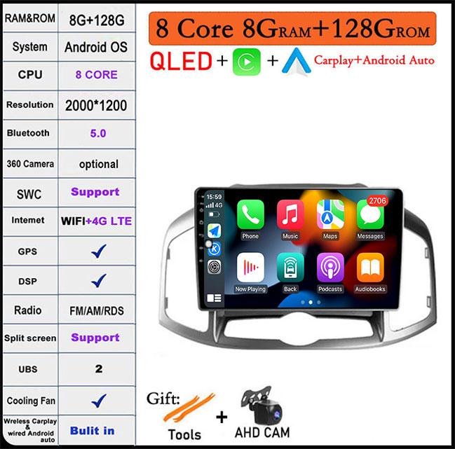 9" For Chevrolet Captiva 1 2011 -2016 Android 14 Car Radio Multimedia Auto Video Player Stereo Carplay GPS Navigation DSP