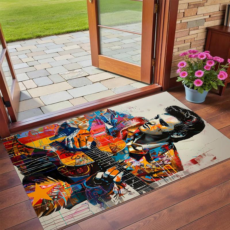 Tappeto Antiscivolo in Velluto di Cristallo, Tappeto con Design di Elvis Presley per Interni Soggiorno Camera da Letto Decorazione Casa