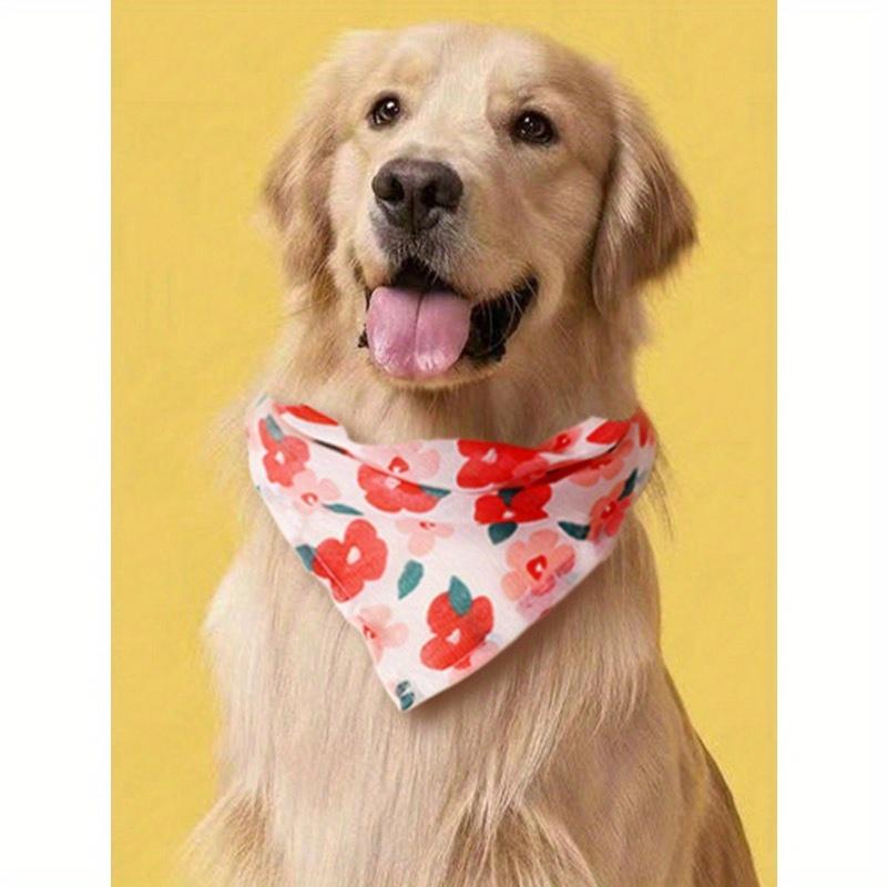 Küçük ve Orta Boy Köpekler İçin Sevimli Çiçek Baskılı Evcil Hayvan Bandanası, Evcil Hayvan Aksesuarı (1 Adet)