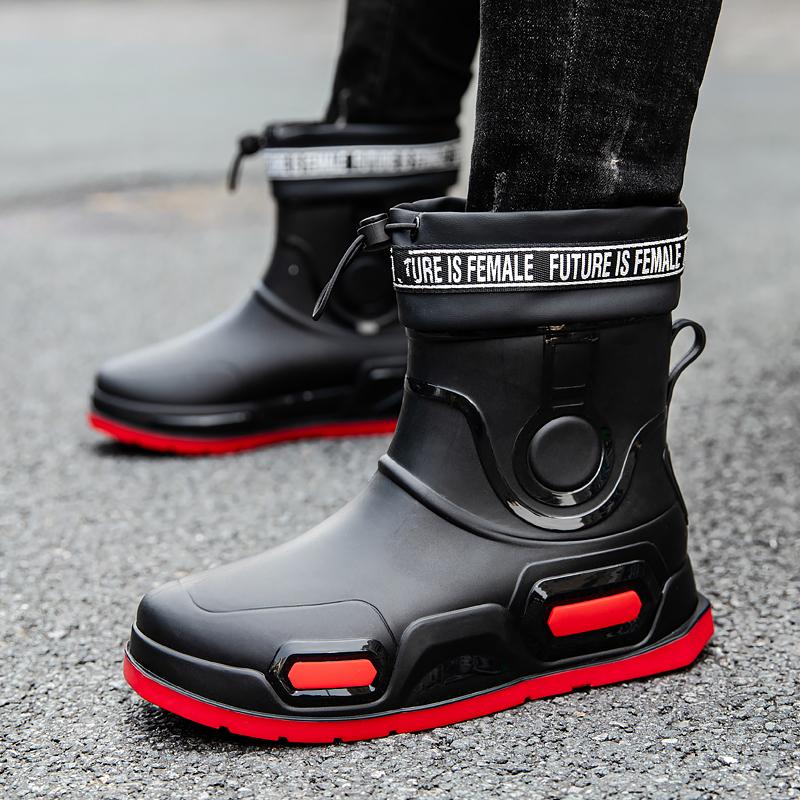 Men's Rain Outdoor Boots High Tops Hiking Young Men Fishing Shoes Non-slip Chef Work Ankle Boot Mens Waterproof Boot Four Season