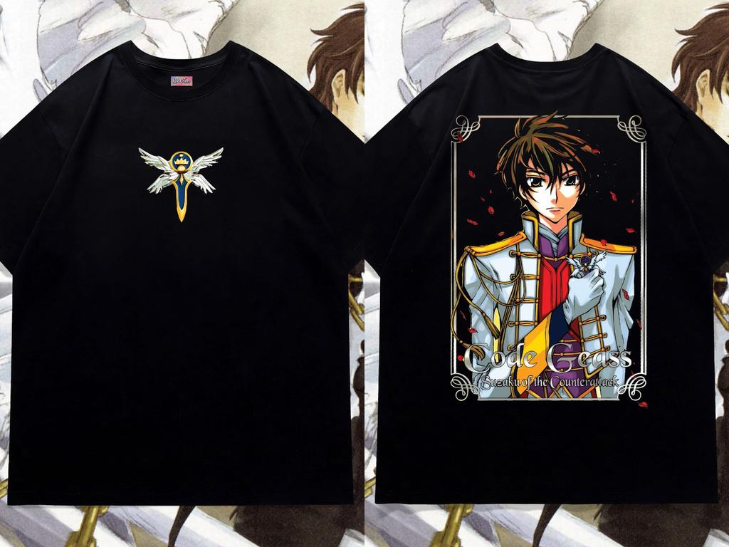 Classic Japanese Anime Emperor Lelouch Tee Men Women T-shirts Oversized Y2k Heavy Cotton Female Male Clothes Comfortable Tops