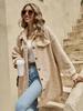 Manteau Long Ample en Peluche à Revers d'Hiver Européen et Américain pour Femmes 2024 avec Boutons