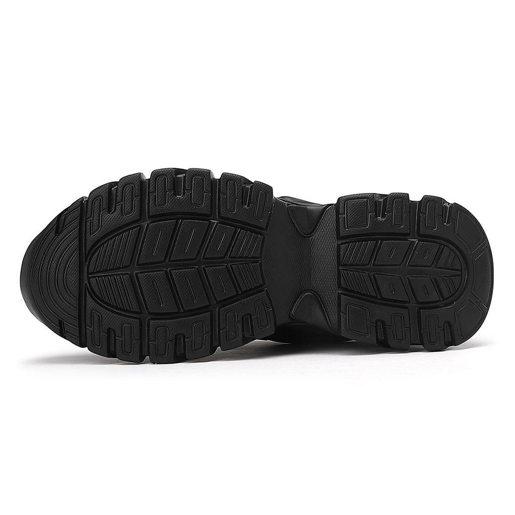 Women's Black Non-Slip Height-Increasing Sports Shoes - Fashionable, Comfortable, Versatile, Thick Sole for Spring/Autumn