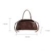 Autumn Winter Ladies' Handbag Large Capacity Bowling Bag Casual Shoulder Bag Vintage Style Brown Leather Handbag KTY