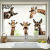 Adesivi in Vetro Dimensione Personalizzabile Giraffa Divertente Asino Statico Pellicola per Finestre, Animale da Fattoria Rimovibile Non Adesiva per Decorazione Casa Cucina Stanza degli Ospiti, Carino