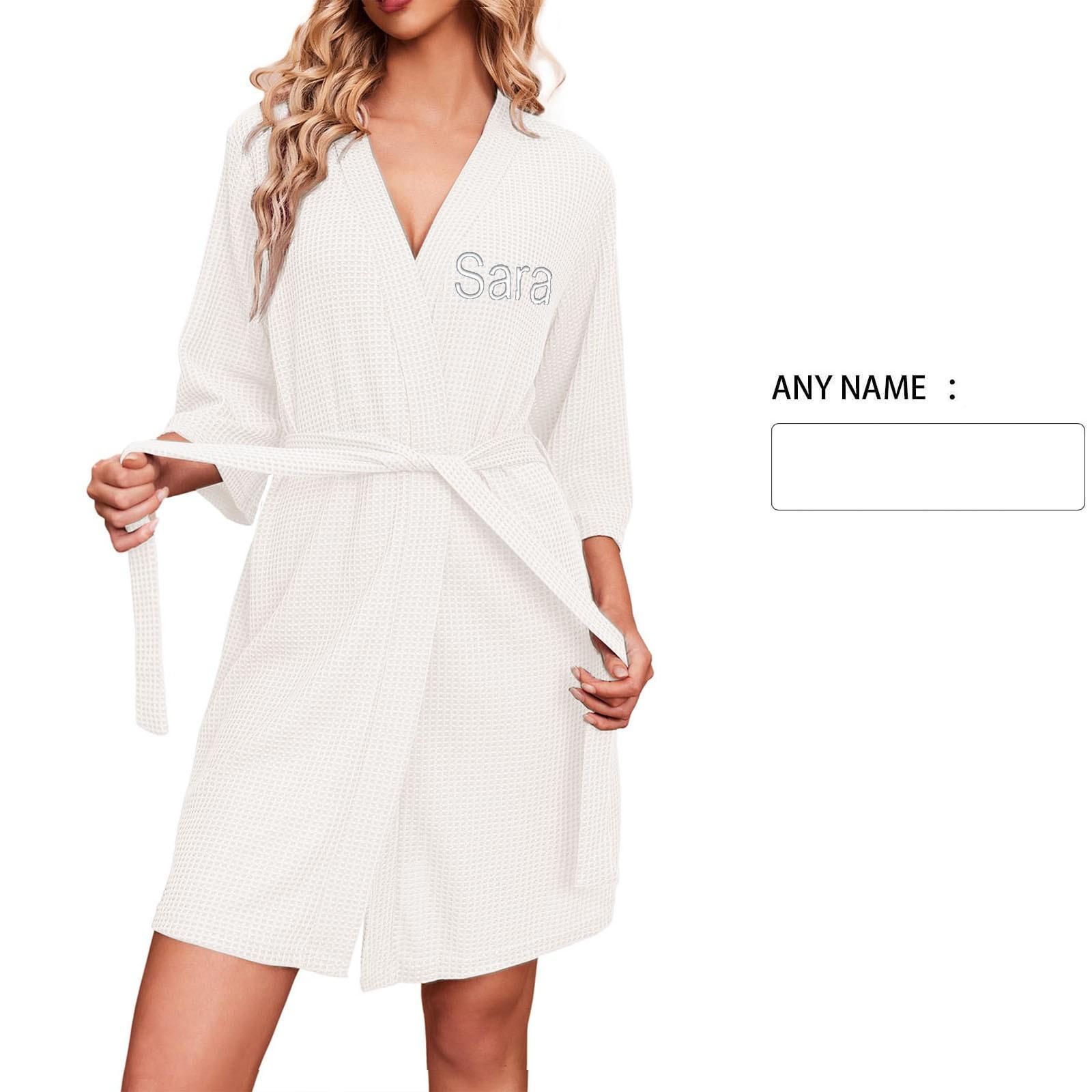 

Женский зимний удлиненный толстый халат с вышивкой имени своими руками, мягкий халат, пальто-халат XL белый