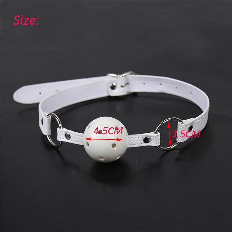 45mm White PU Leather Breathable Ball Gag Mouth Restraint BDSM Erotic Sexy Cosplay Flirting Sex Toys For Couples Adult