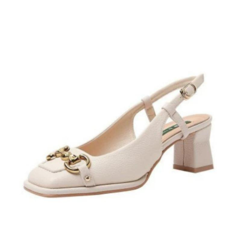 Fashion Women High Heels Sandals Fashion Back Empty Female Pumps Thick Heel Square Toe Mary Jane Shoe Plus Size 43 Zapatillas De Mujer