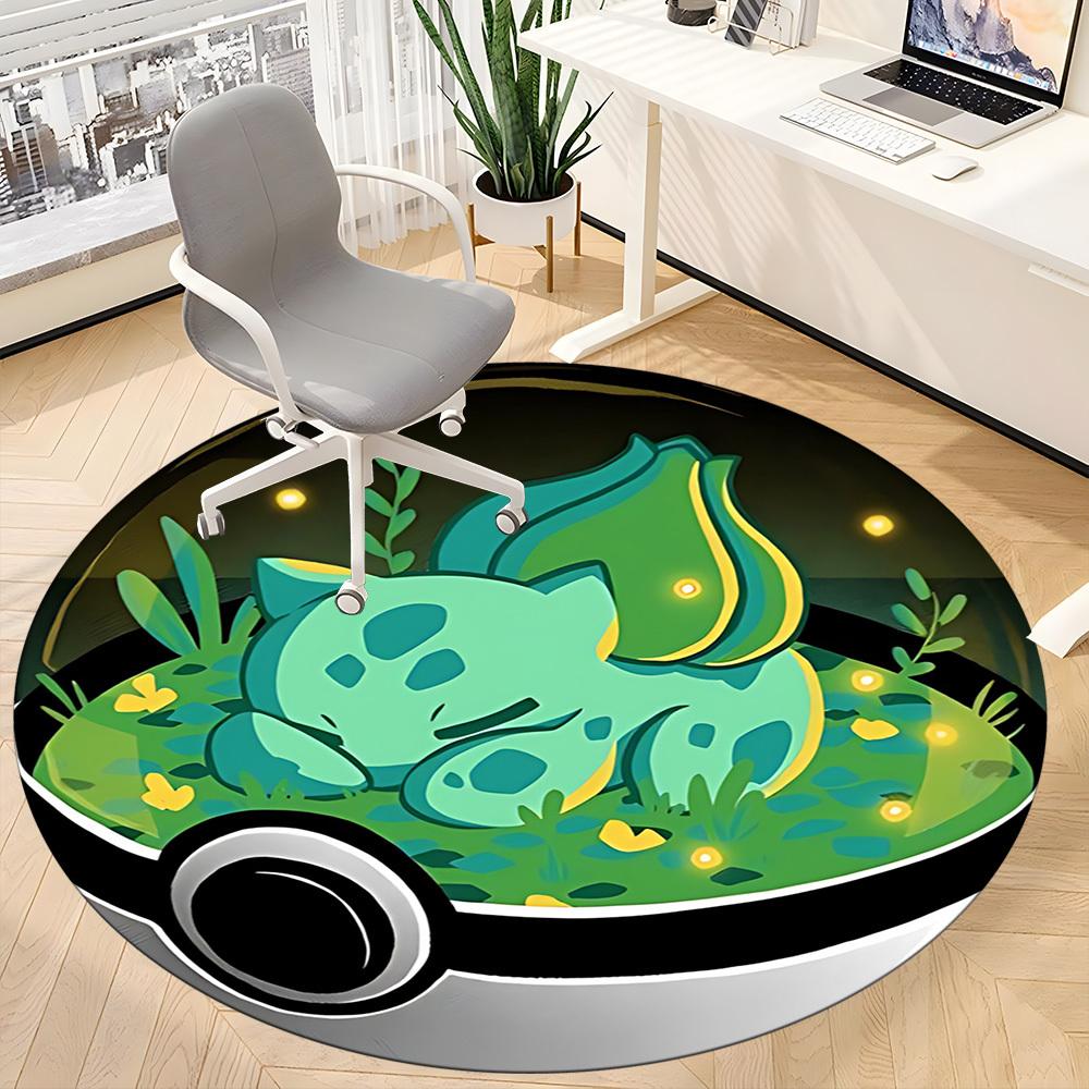 Pokemon Ball, Bulbasaur Office Round Area Rug,  Under Office Chairs Bedroom Living Room Home Decor A0908125