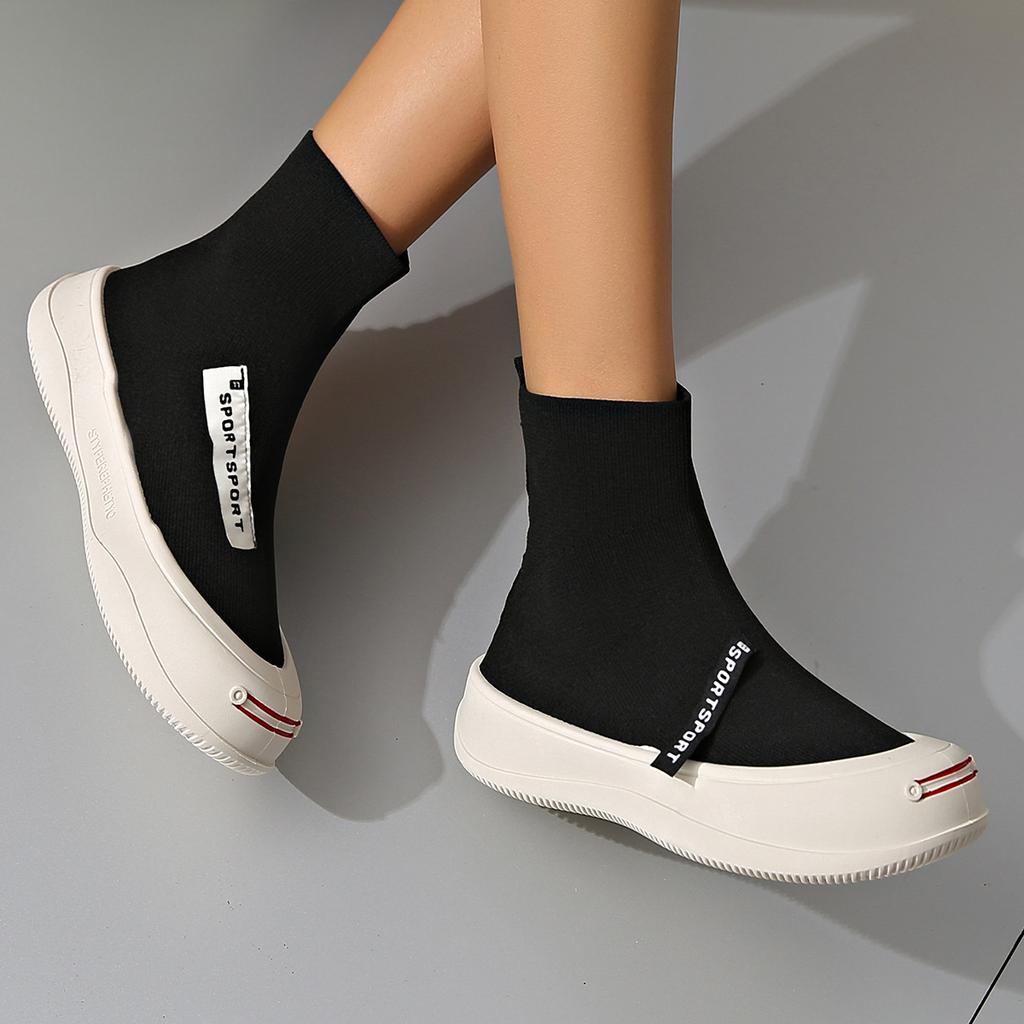 Μοντέρνα γυναικεία αναπνέοντα sneakers με χοντρή σόλα, casual slip-on παπούτσια, πλεκτά sneakers, γυναικεία παπούτσια τένις, καλοκαιρινά παπούτσια-κάλτσες