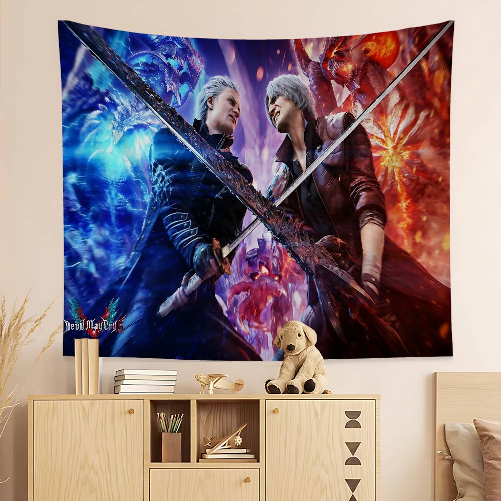 Game DDevil MMay CCry Anime Tapestry Hanging Tarot Hippie Wall Rugs Dorm Home Decor