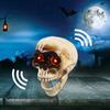 Halloween Party Props Skull Head Ornament with Animated Jaw Movement and Sounds Terrifying Skeleton Home Decoration