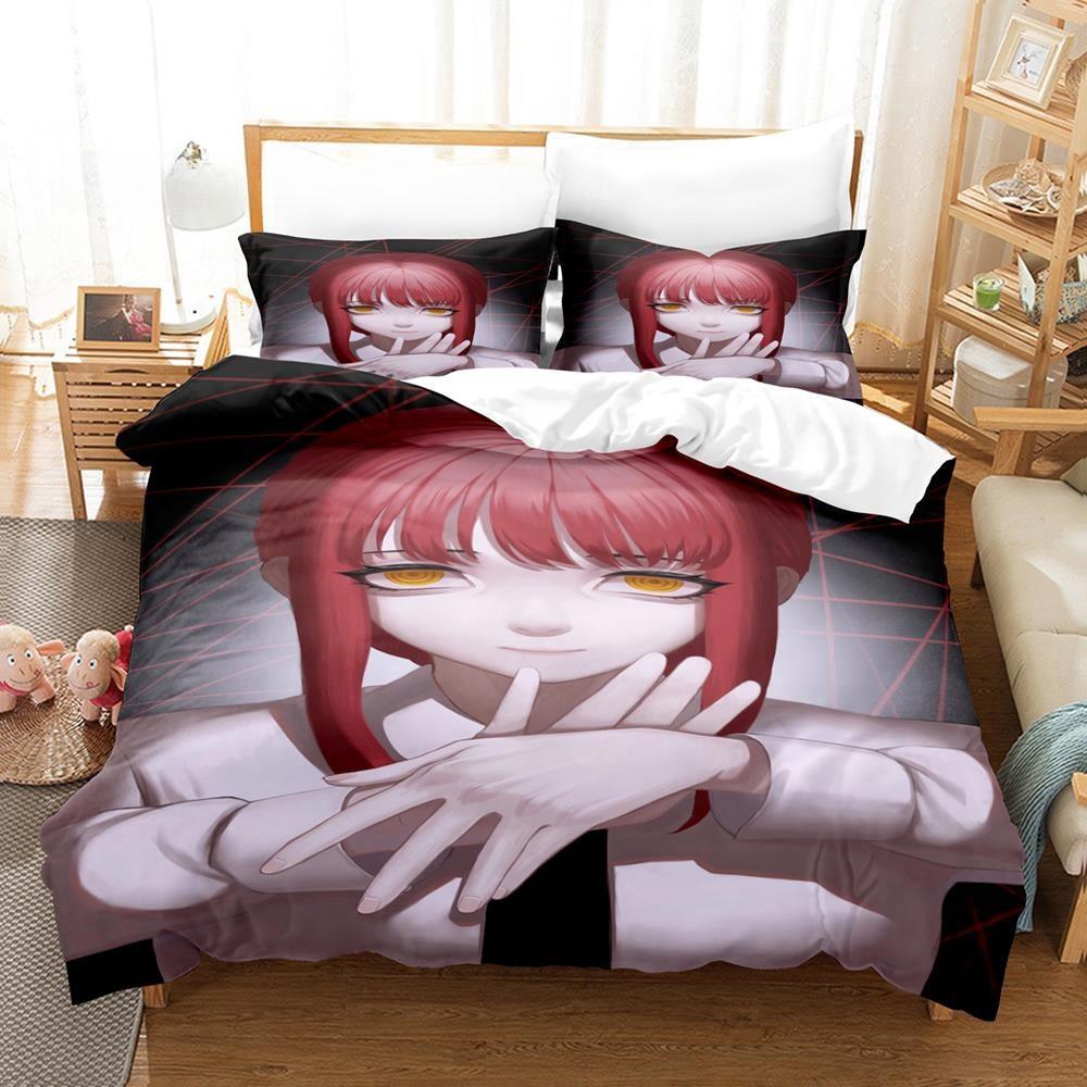 3D Print Anime Chainsaw Man Makima Bedding Set,Duvet Cover Bed Set Quilt Cover Pillowcase,King Queen Twin Size Boys Girls Adults
