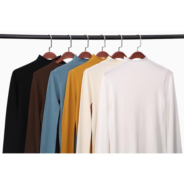 Sweater Women's Base Slim Fit Rolled Edge Half High Neck Long Sleeved Pullover Knitted Sweater