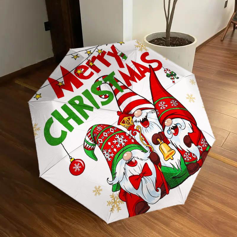 1 Stück Weihnachtsgnome Dekoschild Regenschirm mit Kunststoffgriff, Geeignet für alle Jahreszeiten Haus Reise Outdoor-RegenschirmDD208
