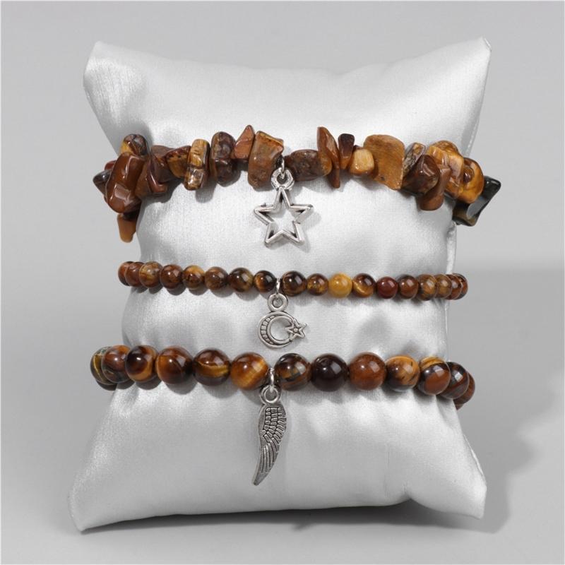 Pack Of 3 Trendy Star And Moon Pendant Bracelets For Women Fashionable Crystal Alloy Writ Chain Jewelry