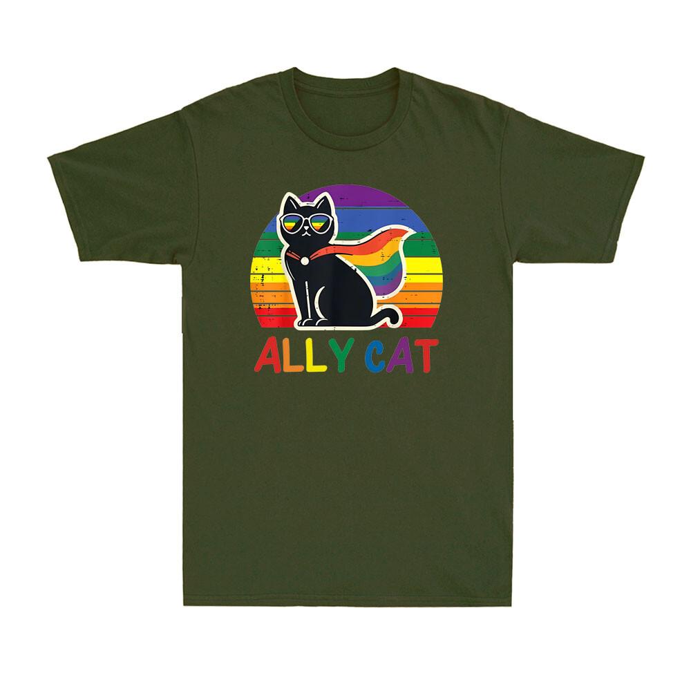 Gay Pride Month Ally Cat Funny LGBTQ Rainbow Black Cat Gay Proud Unisex TShirt