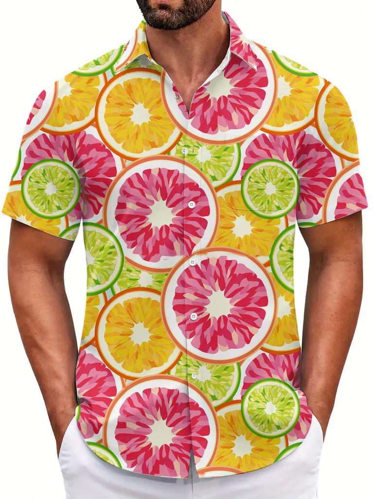 Summer Short Sleeve Flower Shirt Men'S Beach Large Size Casual 3D Digital Printing Men'S Shirt Tide