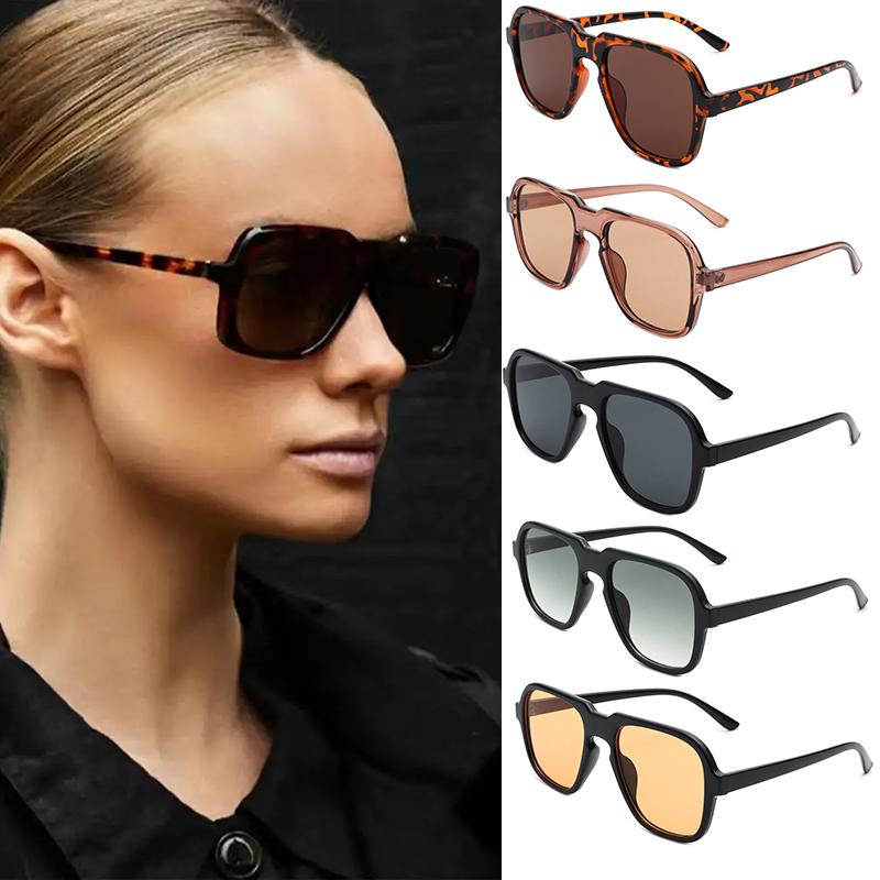 U.I Station Square Sunglasses - Oversized Mirrored Lens, Unisex, UV400 Protection, With Case & Cloth