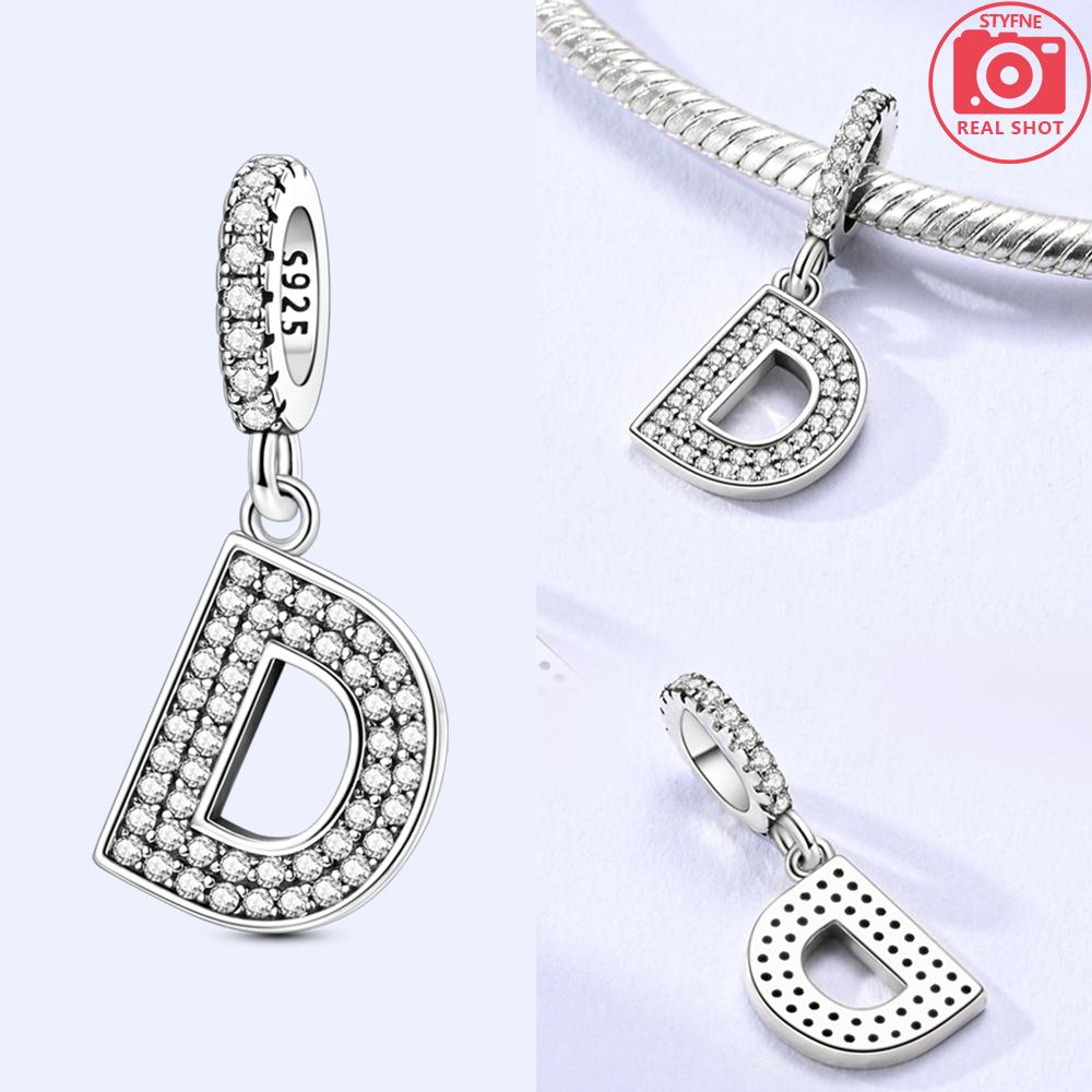 Classical 26 English Letters Original Charms White Zircon Beads Fit Copper Bracelet Accessories Women Diy Fine Gift Jewelry